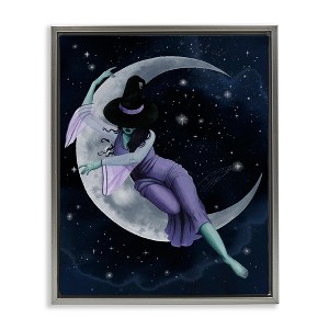 Stupell Industries Moon Witch Starry Night Sky Floating Frame Canvas Art - 1 of 4