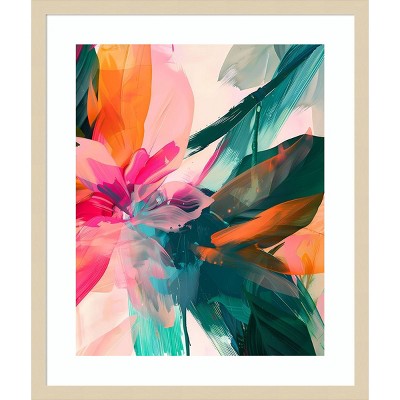 Walker Noble Jumble Jungle Abstract Floral Framed Wall Art, 21"x25", Svelte Natural