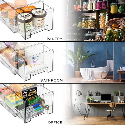 Sorbus 2 Pack Large Clear Stackable Pull-Out Drawers - Organization and Storage Containers for Kitchen, Pantry, Bathroom and More — фото 5