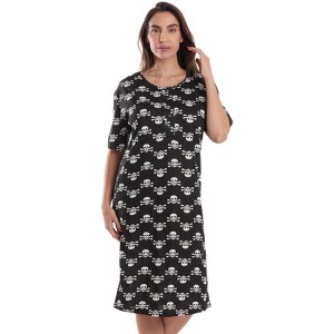 Just Love Womens Nightgown - Short Sleeve Henley Oversized Sleepwear Gown - 1 of 3