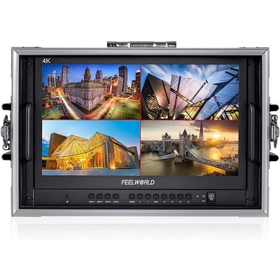 FEELWORLD ATEM156-CO 15.6 Inch Quad-Split Monitor Carry-on Broadcast Director Monitor with 4 x HDMI I/O for Switchers