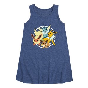 - Pokémon - Eevee Group Graphic Sleeveless Aline Dress - 1 of 4