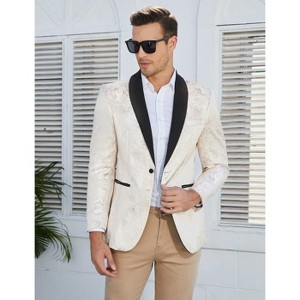 WhizMax Men's Fashion Suit Jacket Blazer One Button Luxury Weddings Party Dinner Prom Tuxedo - 1 of 4