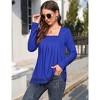 Womens Tops Long Sleeve Tunic Tops for Women Plus Size Square Neck T Shirt Solid Color Fall Lace Blouse - 3 of 4
