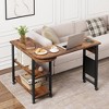 Rotating Sofa Side Table with Charging Station, 360° Swivel End Table with Storage Bag and Lockable Wheels for Living Room or Bedroom - 3 of 4