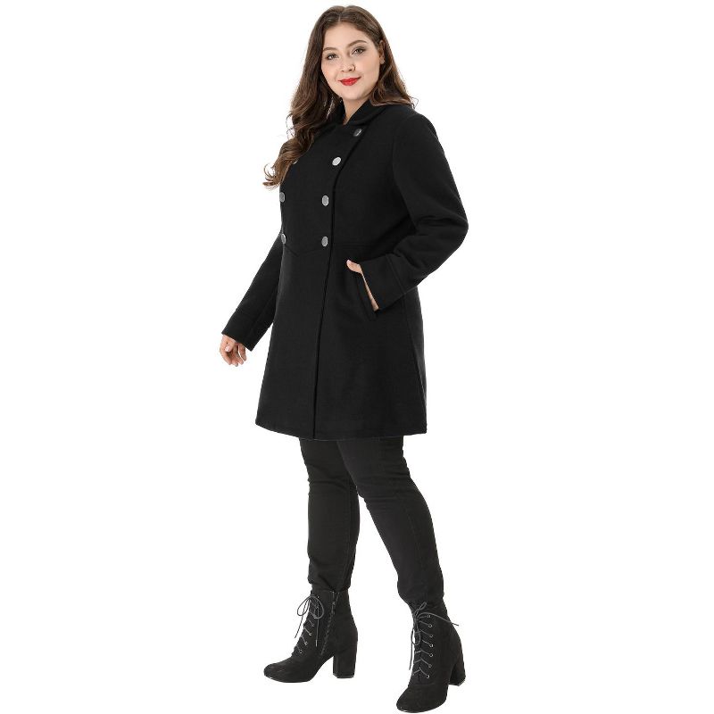 Agnes Orinda Women's Plus Size Winter Fashion Double Breasted Warm Lapel Pockets Overcoats, 5 of 8