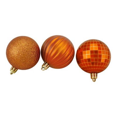 Northlight 100ct Shatterproof 3-Finish Christmas Ball Ornament Set 2.5" - Orange