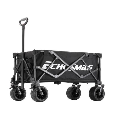EchoSmile 4.54 cu. ft. Fabric Portable Garden Cart with Adjustable Rolling Wheels in Black