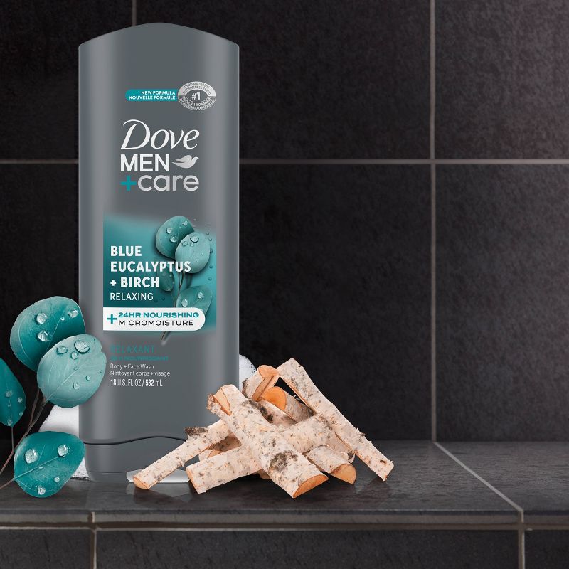Dove Men+Care Blue Eucalyptus &#38; Birch Relax &#38; Uplift Body Wash Soap - 18 fl oz, 6 of 15
