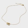 Tiny Tags 14K Gold Ion Plated Rhinestone Boy Mama Circle Pendant Necklace - 3 of 4