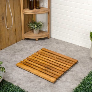 JONATHAN Y Paige Modern Classic Acacia Wood Slat Indoor/Outdoor Shower Mat - 1 of 4