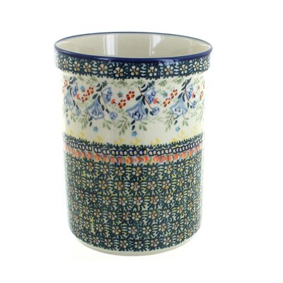 Blue Rose Polish Pottery Periwinkle Utensil Jar