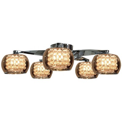 Glam Chrome Glass Globe 5-Light Flush Mount