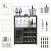 Garvee Wine Bar Cabinet with Detachable Rack, Glass Holder, Small Sideboard and Buffet Mesh Door, Gray - 4 of 4