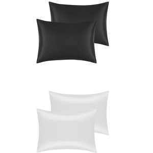 Unique Bargains Breathable Satin Solid Envelope Closure Pillowcase Standard 20"x26" 4 Pcs - 1 of 4