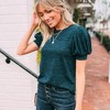 Amaryllis Women's Heather Knit Top Puff Sleeves Back Button Detail Casual Elegant Versatile Comfortable Essential - 3 of 4