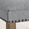 Wood Counter Chair (Set of 2) with Memory Foam Seat, Stretchers, Driftwood Finish, Ash-Gray Fabric, and Nailhead Trim - 3 of 4