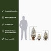 LuxenHome 3-Piece Snowy Christmas Tree Set with Battery Lights & Burlap Base, Holiday Decor Green - 3 of 4