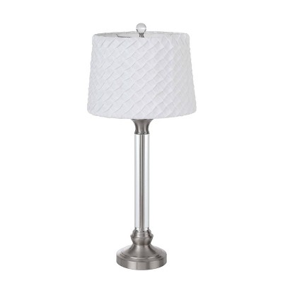 32" Metal/Crystal Contemporary Table Lamp Brushed Steel - Cal Lighting