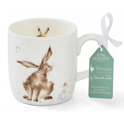 Royal Worcester Wrendale Designs 14oz Mug, Good Hare Day - Cottagecore Fine Bone China Mug for Animal Lovers - Dishwasher Safe, Ceramic Drinkware