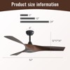 52 Inch Ceiling Fan No Light 3 Blades Low Profile Downrod Mount Ceiling Fans with Remote for Indoor/Outdoor  Patio Garage Living Room Bedroom - 3 of 4