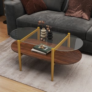 NicBex Mid Century 2-Tier Storage Coffee Table with Open Shelf,Modern Design Tea table Center Table for Living Room,Bedroom - 1 of 4