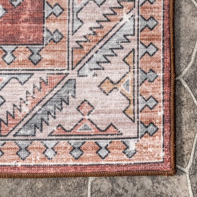 Nuloom Kera Medallion 5x8 Machine Washable Indoor/Outdoor Area Rug for Living Room Patio Deck Front Porch Kitchen, Brick/Ivory