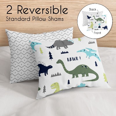 Sweet Jojo Designs Boy Full/Queen Comforter Bedding Set Mod Dinosaur Blue and Green 3pc. — фото 5