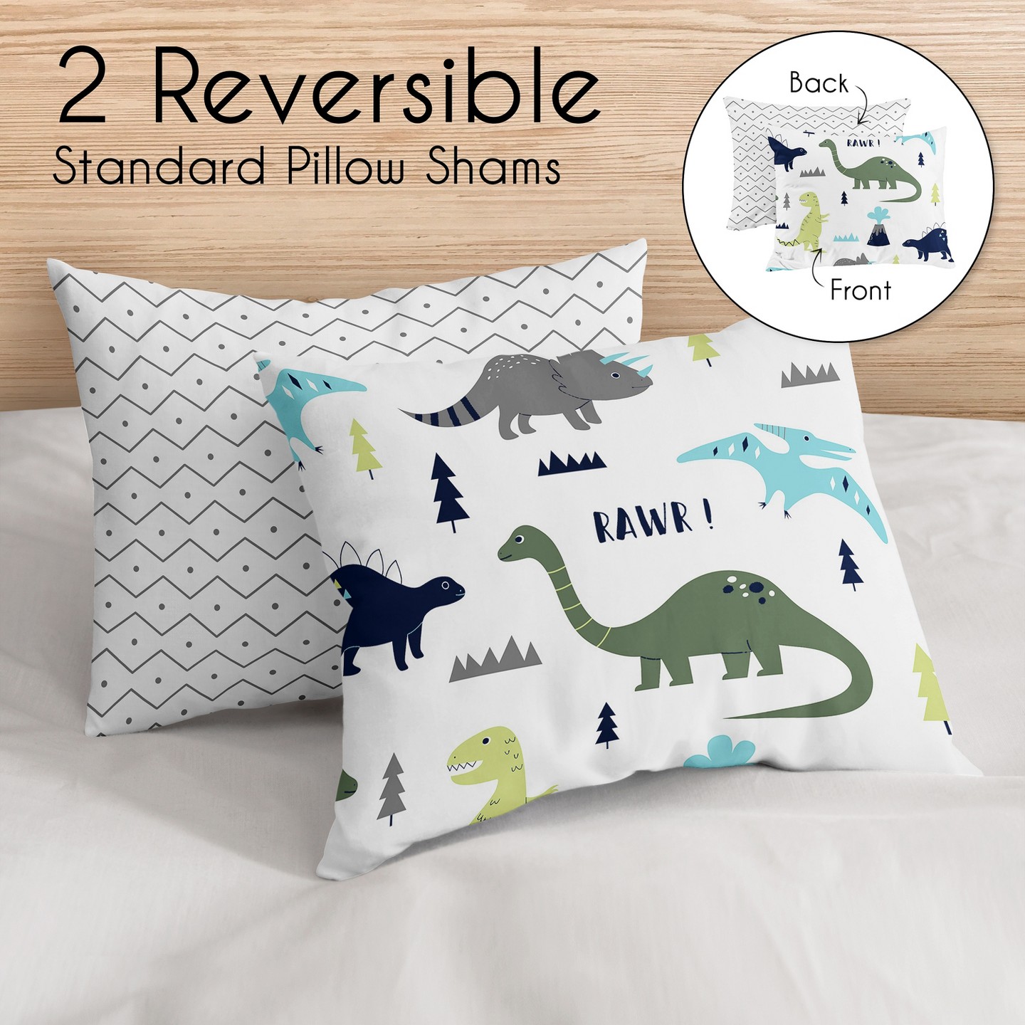 Постельное бельё Sweet Jojo Designs Full/Queen Comforter Bedding Set Mod Dinosaur Blue and Green 3pc. для мальчиков, цвет: Синий — фото 5