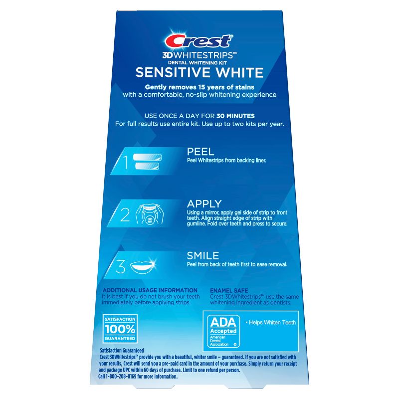 Crest 3D Whitestrips Sensitive White At-home Teeth Whitening Kit - 14 Treatments, 4 of 13