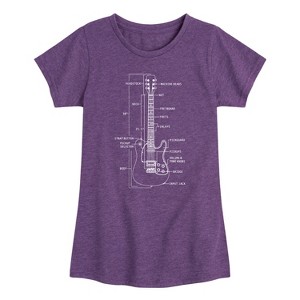 Girls' - Instant Message - Guitar Diagram Fitted Short Sleeve Graphic T-Shirt - 1 of 4