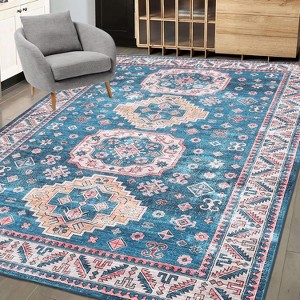 Vintage Area Rug Small Entryway Rug Indoor Non-Slip Doormat Washable Stain Resistant Floor Carpet Boho Accent Rug - 1 of 4