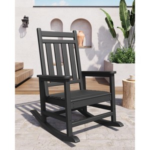 Outdoor Adirondack Rocking Chair - All-Weather HDPE Fire Pit Chair with Wide Backrest, 380LB Capacity - Patio, Garden, Backyard & Lawn - 1 of 4