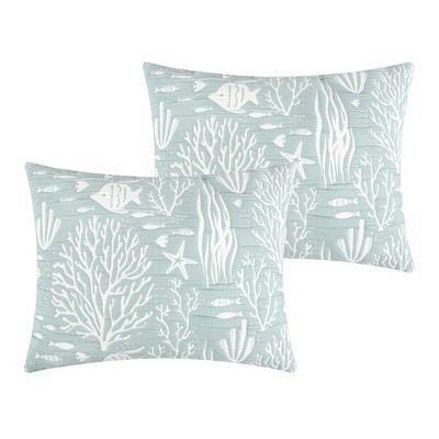 Seafoam and White Coastal Polyester Pillow Sham