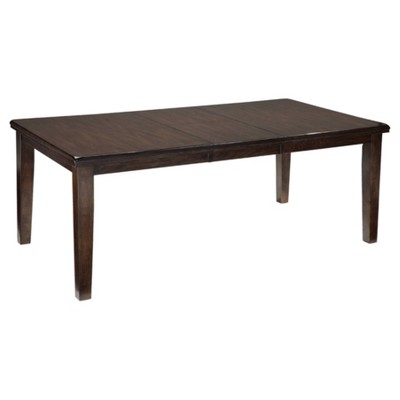 Signature Design by Ashley Haddigan Rectangular Extendable Dining Table Dark Brown: Seats 8, Wood Veneer, Butterfly Leaf