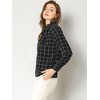 INSPIRE CHIC Women's Bow Tie Neck Keyhole Back Grid Checks Office Work Blouses - 4 of 4