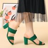 Allegra K Women's Faux Suede Opened Toe Block Heeled Slide Sandals - 2 of 4