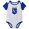 MLB Kansas City Royals Infant Boys' White Pinstripe 3pk Bodysuits - 12M