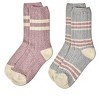 Memoi 2 Pair Women's Ribbed Stripe Buttersoft Crew Socks Alloy 9-11 - 3 of 4