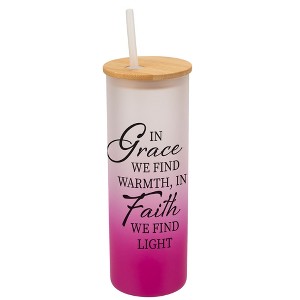 Elanze Designs In Grace Find Warmth In Faith Find Light Wrap-Around Design 25 Ounce Frosted Gradient Glass On-The-Go Coffee Travel Skinny Tumbler Mug - 1 of 1