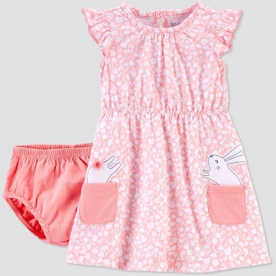 carters pink bunny dress