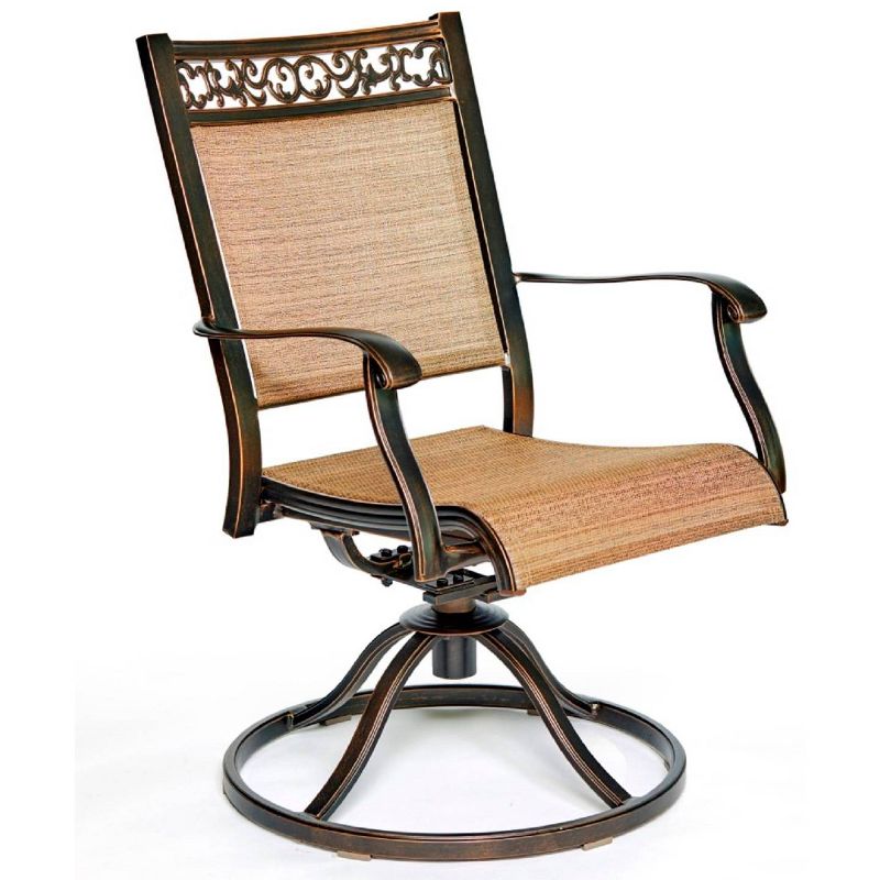 Aluminum Sling Swivel Rocker Chair - Tan - WELLFOR, 6 of 11