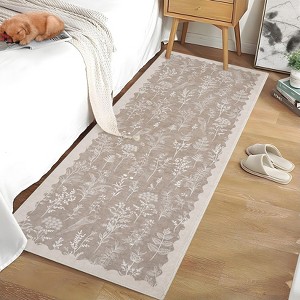 Solid Washable Rug Ultra Soft Colorful Floral Rug for Living Room Low Pile Foldable Thin Non Slip Carpet - 1 of 4