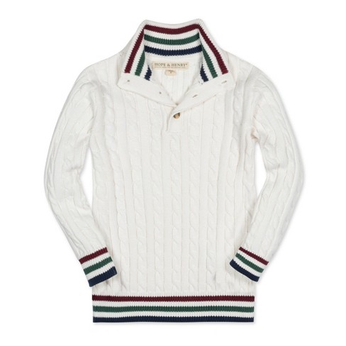 Mock Neck Cable Sweater with Buttons - Baby