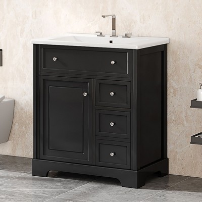 NicBex 30" Bathroom Storage Cabinet with Sink, Morden Bathroom Vanity, 1 Spacious Cabinet Door and 2 Drawers for Bathroom