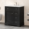 Okak Modern Sleek 30" Bathroom Vanity with Ceramic Sink Combo, Freestanding Single Vanity with 2 Drawer & Door, Bathroom Storage Cabinet - 2 of 4