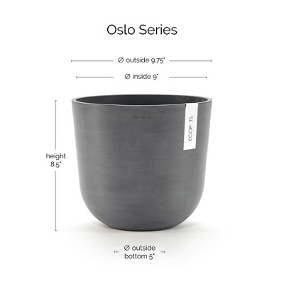 Oslo 10" Grey Recycled Plastic Round Planter