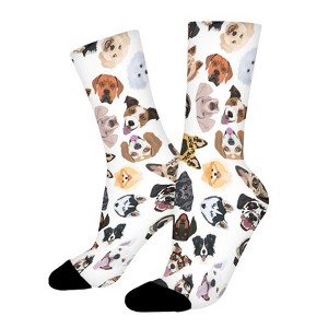 Funny Dog Head Women Printed Crew Socks Funny Funky Socks Soft Polyester Novelty Gifts for Artists Men - 1 of 1