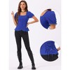 INSPIRE CHIC Women's Square Neck Solid Color Puff Short Sleeve Lace Up Gothic Blouse - 2 of 4