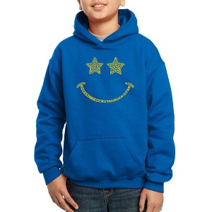 LA Pop Art Boy's Word Art Hooded Sweatshirt - Rockstar Smiley - 1 of 4